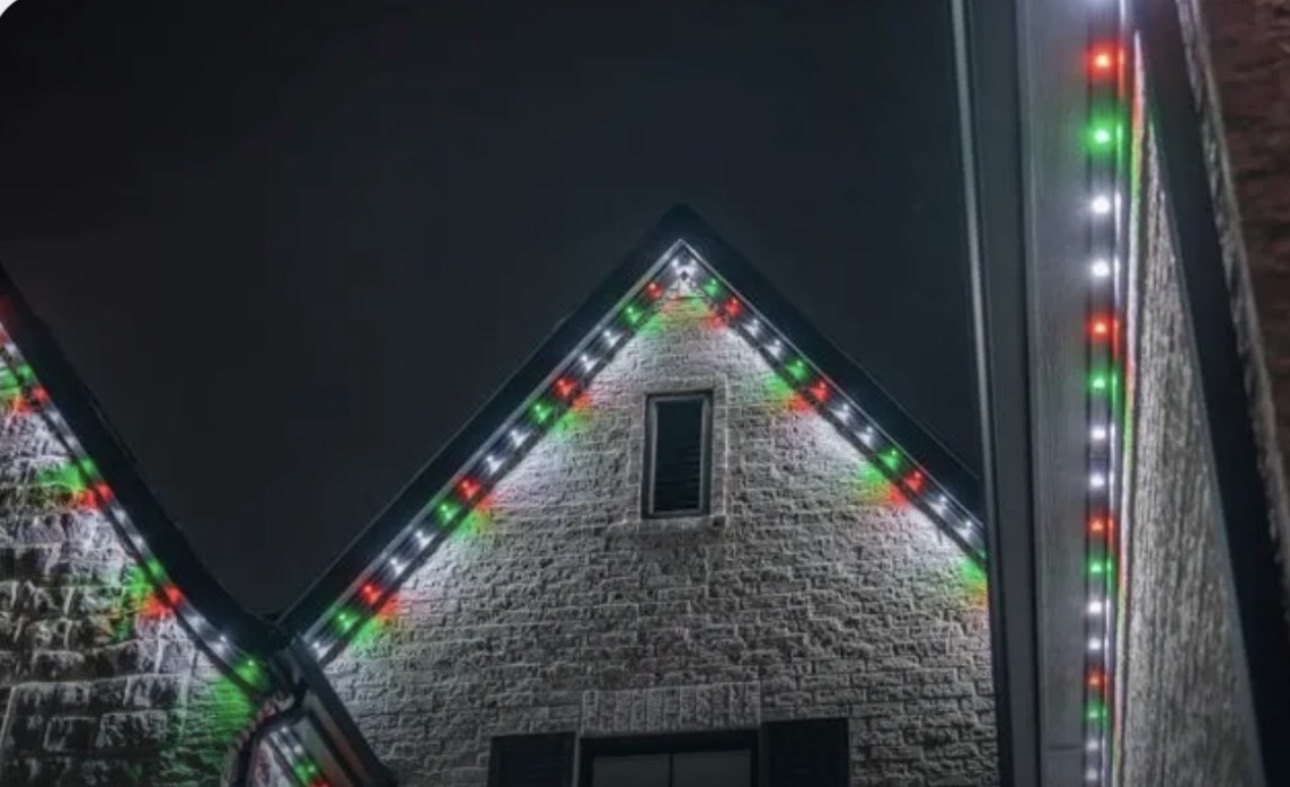 Residential permanent Christmas light installation Melbourne Florida holiday roofline